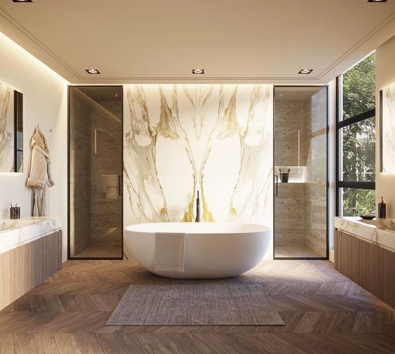 Calacatta Borghini Marble Bathroom Wall Cladding Tiles