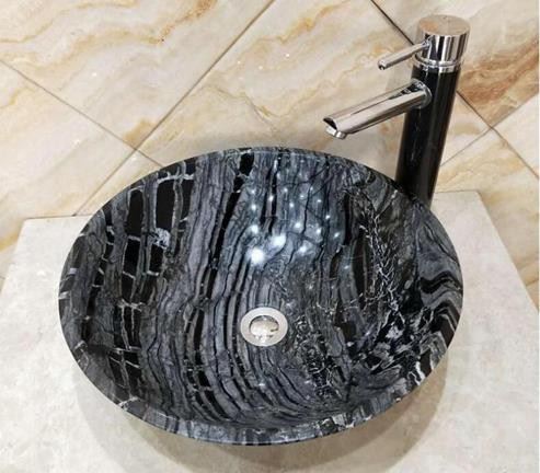 Black Wood Marble Bathtub