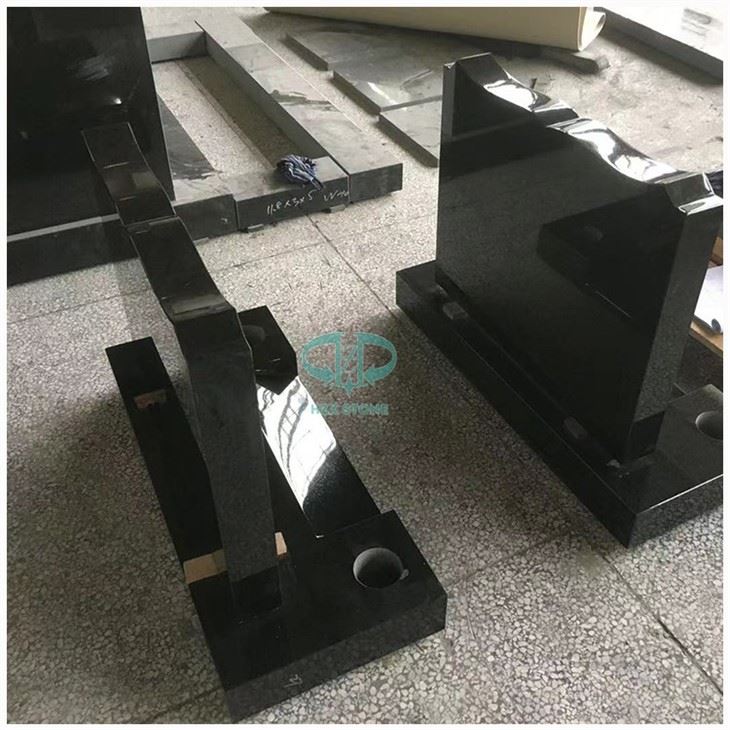 Black Granite Upright Headstone