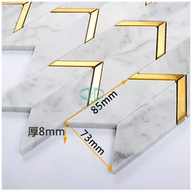 Herringbone White Marble Mosaic Tile